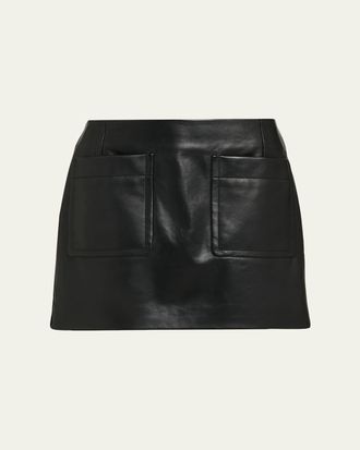Bottega Veneta Patch Pocket Leather Mini Skirt