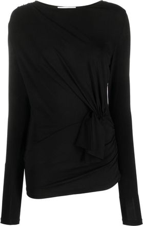 Nina Ricci knot-detail jersey top - women - Viscose/Elastane - 40 - Black