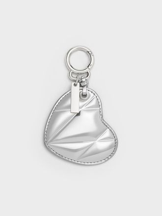 Charles & Keith Metallic Heart Quilted Mirror Charm