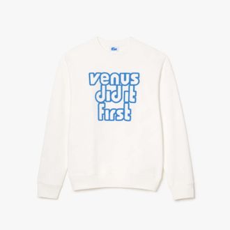 Lacoste Womens Oversize Fleece Sweatshirt in Cream Cotton - Size 14 UK