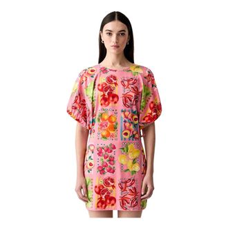 Never Fully Dressed Kleedjes, Dames, Veelkleurig, XS, Katoen, Mini T-shirt Jurk