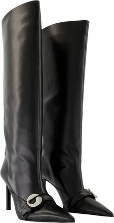 Coperni Womens Pointed-Toe Leather Boot Black Calfskin Heels