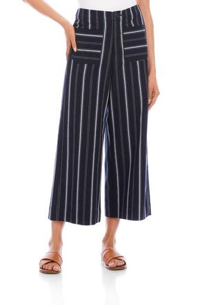 Karen Kane Stripe Wide Leg Crop Pants in Blue at Nordstrom, Size 12