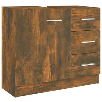 vidaXL Mueble De Lavabo Madera Contrachapada Roble Ahumado 63x30x54 Cm Vidaxl