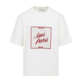 Ami T-Shirts, male, Beige, Size: XL Boxy Fit Short Sleeves T-Shirt