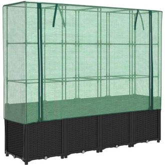 vidaXL Raised Bed with Greenhouse Cover Rattan Look 160x40x153 cm Vidaxl
