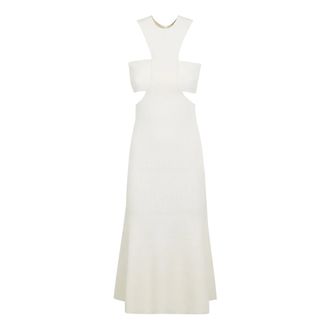 Alexander McQueen Kleedjes, Dames, Wit, S, Polyester, Harness Flared Dress