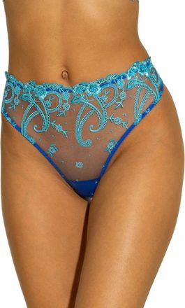 Cosabella Sanika Rise Sheer Thong Bottom In Portofino Blue
