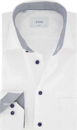 Eton Wit overhemd Eton classic fit lange mouw strijkvrij