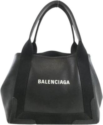 Balenciaga Pre-owned Navy Cabas Calf Tote Bag - Dames - Vintage Shopper - Zwart - ONE Size - Leer - Vintage