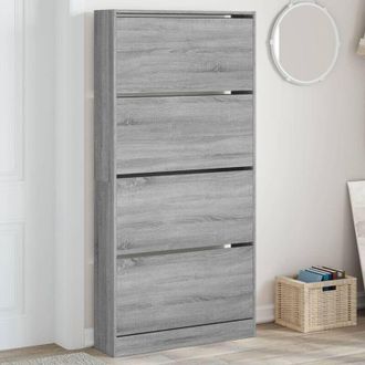 vidaXL Scarpiera 4 Cassetti Ribaltabili Grigio Sonoma 80x21x163,5 cm - Vidaxl