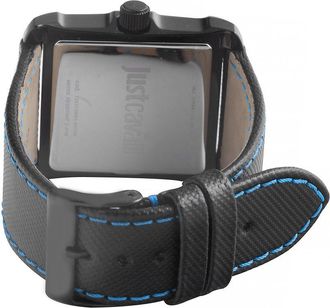 Just Cavalli Mens Rude Watch Black Calfskin Strap Dial Leather - One Size