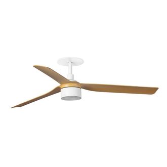 Netlighting Punt Recessed 132cm TEK LED Ceiling Fan Matt White Maple Blades 2700K