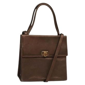 Ferragamo Tweedehands leren handtassen - Dames - Pre-owned - Bruin - Maat: ONE Size Leer