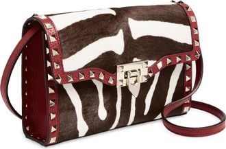 Valentino Garavani Small Rockstud Genuine Calf Hair & Leather Shoulder Bag in Red at Nordstrom