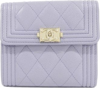 Chanel Light Purple Grained Calfskin Wallet (Tri-Fold) (Pre-Owned)