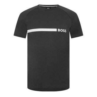 HUGO BOSS Slim-fit T-shirt voor heren met contrasterend logo (Houtskool)