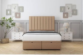Comfort Beds Tokyo Dumfries Ottoman Bed Base-26 Strutted Headboard in Light Brown | Size: Double