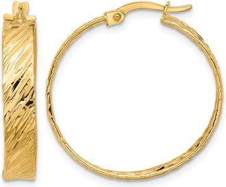 Diamond2Deal 14K Yellow Gold Textured Round Hoop Earrings 27 mm
