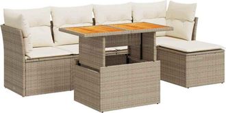 vidaXL Juego De Sof&aacute;s Jard&iacute;n Con Cojines 6 Pzas Rat&aacute;n Sint&eacute;tico Beige Vidaxl