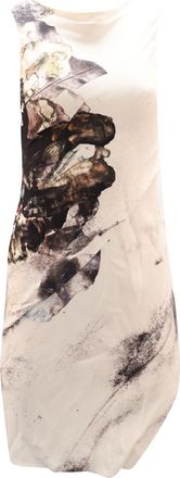 Helmut Lang Draped Carrion Print Dress in White Viscose