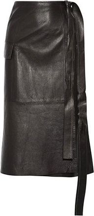 Helmut Lang Black Leather Wrap Skirt Size XS