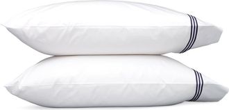 Matouk Bel Tempo Set of 2 520 Thread Count Cotton Perccale Pillowcases in Navy at Nordstrom, Size Standard