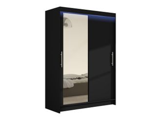 Mirjan24 Armario Closico Pacron Vi, Negro, 200x120x58cm, Puertas De Armario: Correderas, N&uacute;mero De Estantes: 5, Led