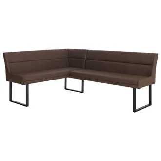 Hhg [non Utilizzato] Panca Angolare Hhg-894, Sala Da Pranzo, Ecopelle Metallo 158 X 209 Cm, Marrone