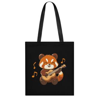 Generic Cute Panda Playing Guitar Womens Tote Casual Shopping Bag Lightweight Shoulder Bags Hobos Handbag for Work Travel Daily 35x40cm