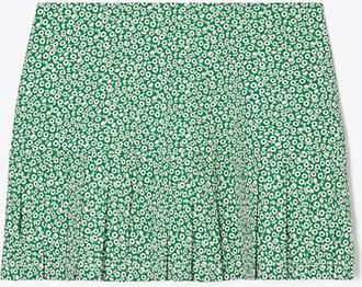 Tory Burch Womens Printed Pleated-Hem Tennis Skirt in Green, size XS