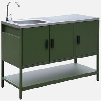 Sweeek Mobile da esterno in acciaio con lavandino, 120cm