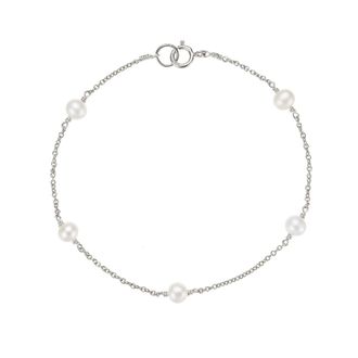 Lily & Roo Solid White Gold Five Pearl Bracelet
