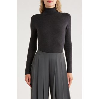 L'agence Cotton & Silk Blend Turtleneck Sweater in Charcoal/Black at Nordstrom Rack, Size X-Small