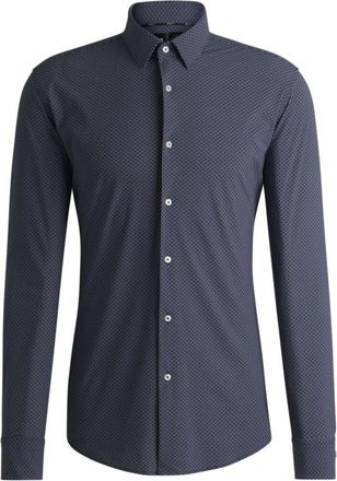 BOSS Slim-fit shirt in geometric-print performance-stretch jersey