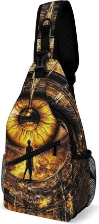 Generic Vintage Eyeball Unisex Shoulder Bags Casual Crossbody Chest Bag Sling Backpack for Hiking Cycling Travel