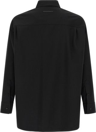 Maison Margiela Wool-Blend with Jacquard Labels Shirt - Black