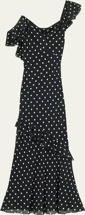 Self Portrait Polka Dot Georgette Maxi Dress