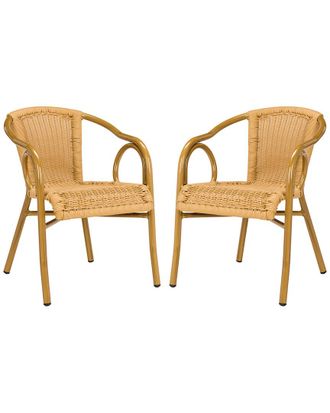 Safavieh Set Of 2 Dagny Outdoor Stacking Arm Chairs