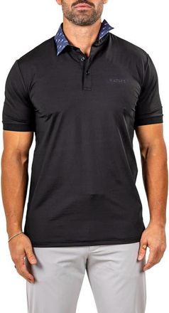 Maceoo Marthyr0021 Black Contrast Collar Golf Polo at Nordstrom, Size 5