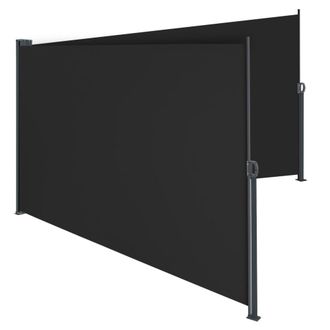 TecTake Toldo lateral doble, extensible, enrollable, acero, negro 600x9x180cm