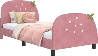 vidaXL Childrens Bed Frame with Headboard Pink 80 x 200 cm Velvet vidaXL