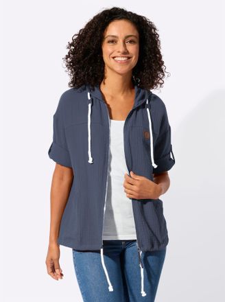 Casual Looks Blusenjacke CASUAL LOOKS, Damen, Gr. 36, rauchblau, 100% Baumwolle, Jacken Blusenjacke