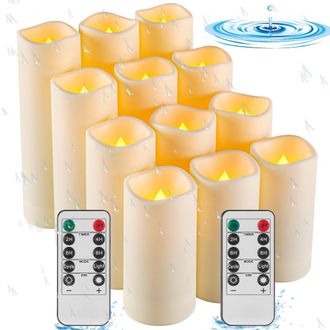 OEM Vela Impermeable Para Exteriores, Vela Led Sin Llama A Pilas, Vela Anal&oacute;gica Resistente A Altas Temperaturas, 12 Unidades