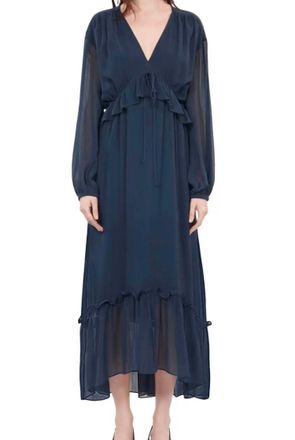 The Kooples Silk Hi-Low Dress In Navy