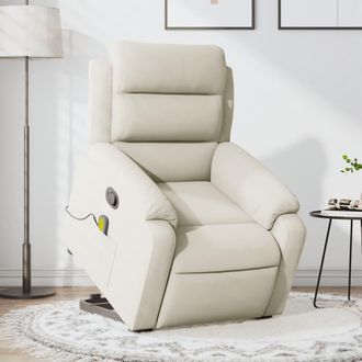 vidaXL Vidaxl - Sill&oacute;n Reclinable De Masaje Elevable Terciopelo Crema