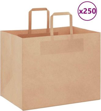 vidaXL Bolsas De Papel Con Asas 250 Uds Marr&oacute;n 32x22x24 Cm Vidaxl