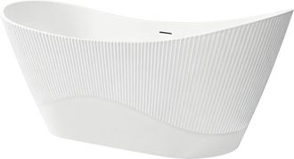Rea Ba&ntilde;era De Pie Rea Atena 170 White With Brushed Copper Plug Cap