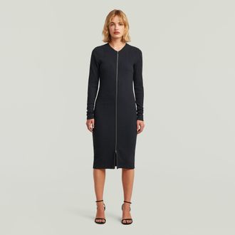 G-Star 2 Way Slim Rib Jurk - Donkerblauw - Dames