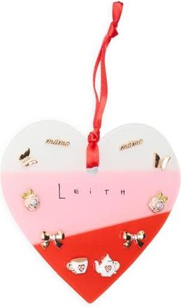 Leith Set of 5 Assorted Stud Earrings in White Multi- Gold at Nordstrom Rack